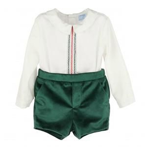 NEW SOPHIE & LUCAS boy's deluxe velvet top & short set in green